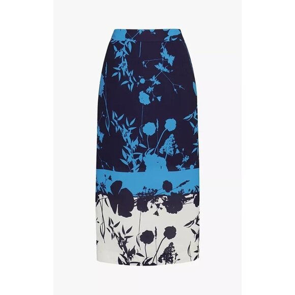 TED BAKER SELAAH Bluebell Side Slit Midi Skirt Blue - Picture 4 of 7